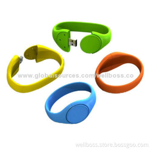 Hot Selling Good-quality Custom Promotional Silicone Bracelet USB Flash Drive, 215MB to 32GB Memory